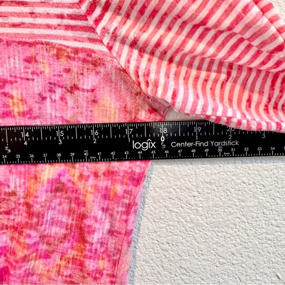 prAna Lottie Y2K Pink Striped Tie Dye Long Sleeve Crew Organic Cotton Top S - Picture 4 of 7